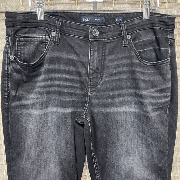 BKE NOLAN Straight Leg Jeans Men’s 34X32 Black Faded Wash Stretch Denim - Picture 3 of 10